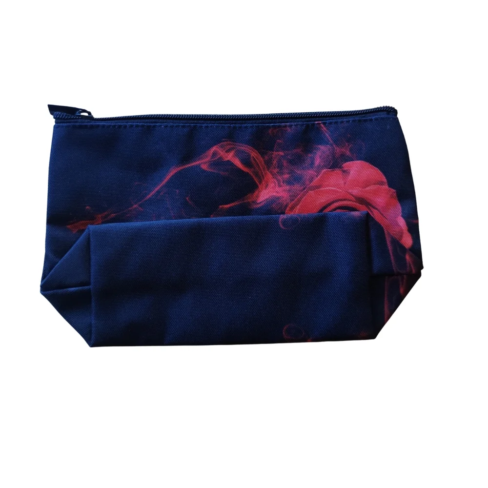 ✨ Black And Red Cosmetic Bag With Rose Design